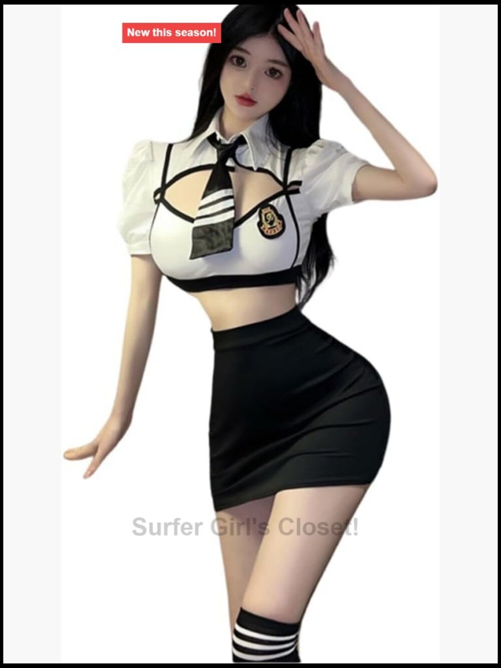 Cosplay Flight Attendant Costume Set - Anime Sailor Sexy Lingerie Outfit Ice
